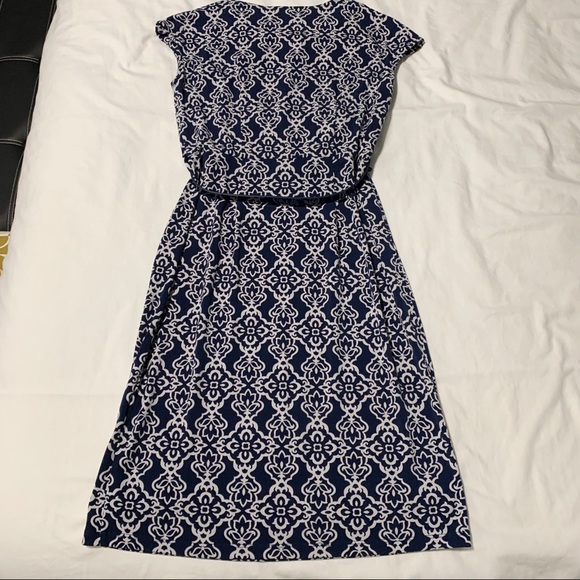 Charter Club  Petite Navy & White Dress w/Belt - Picture 1 of 13